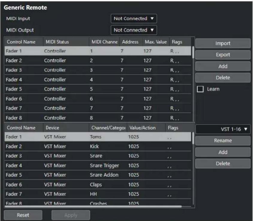 STEINBERG Cubase Pro 11 - Page Périphérique générique - 1