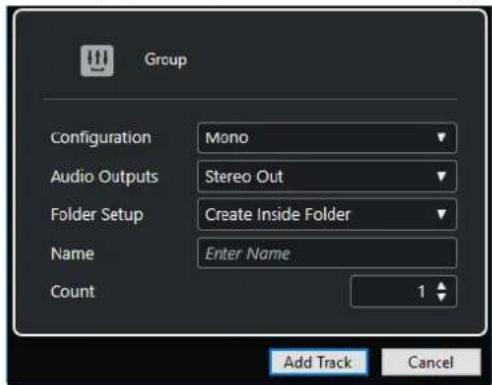 STEINBERG Cubase Pro 11 - Boîte de dialogue Ajouter une piste - Groupe - 2