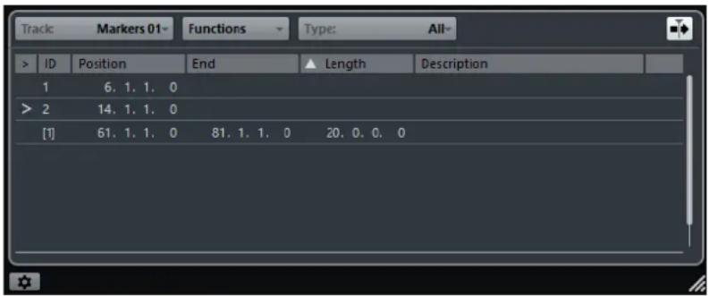 STEINBERG Cubase Pro 11 - Fenêtre Marqueurs - 1