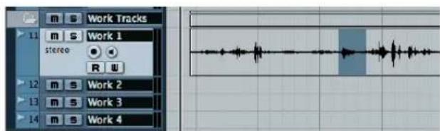 STEINBERG Nuendo 4 - Utilisez l'outil de selection d'intervalle pour désirer l'audio que vous désirez utiliser. - 1