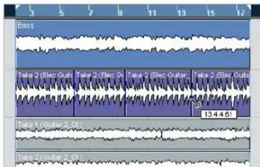 STEINBERG Nuendo 4 - Splitting with "Snap" on - 5