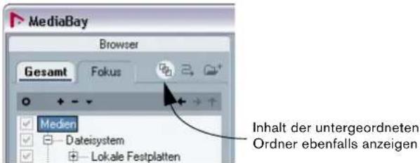 STEINBERG Nuendo 4 - Inhalt untergeordneter Ordner anzeigen - 1