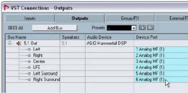 STEINBERG Nuendo 4 - Setting up surround outputs - 2