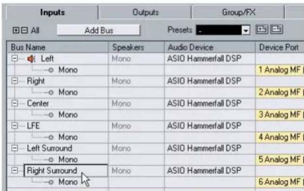 STEINBERG Nuendo 4 - Recording with 6 mono input busses - 5