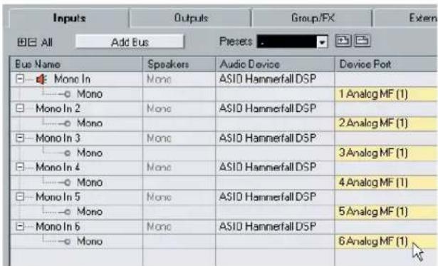 STEINBERG Nuendo 4 - Recording with 6 mono input busses - 4