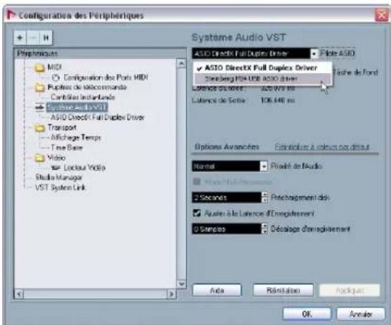 STEINBERG Nuendo 4 - Sélection d'un pilote et réglages audio dans Nuendo - 1