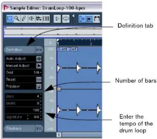 STEINBERG Nuendo 4 - Example 1: Drum loop, tempo known - 4