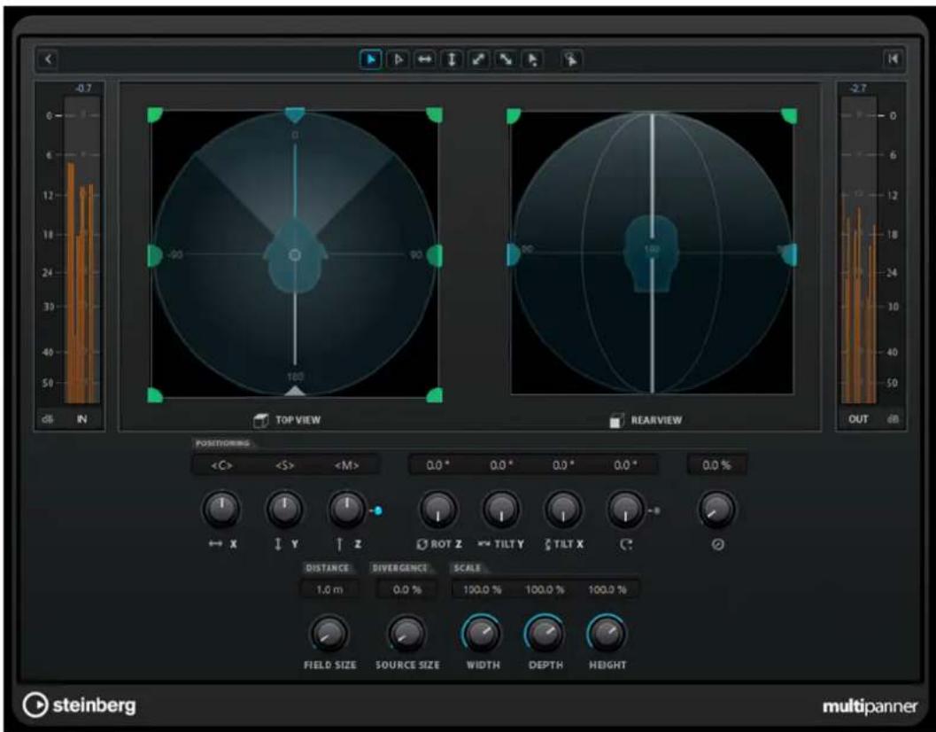 STEINBERG Nuendo 11 - Interface du plug-in VST MultiPanner en mode Ambisonics - 1