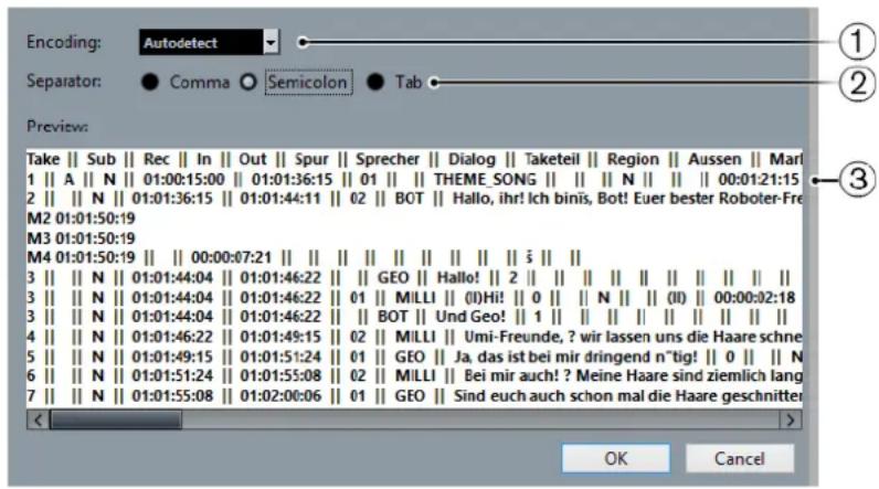 STEINBERG Nuendo 11 - Import CSV - Encodage - 1