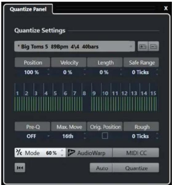 STEINBERG Nuendo 11 - Options de quantification sur un groove - 1