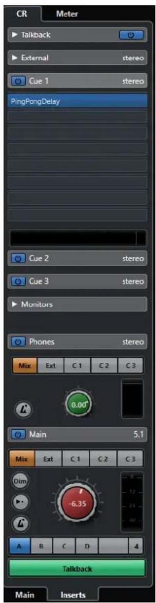 STEINBERG Nuendo 11 - Control Room - Onglet Inserts - 1