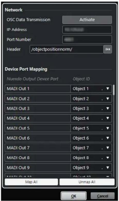 STEINBERG Nuendo 11 - Boîte de dialogue External OSC Renderer Setup - 1