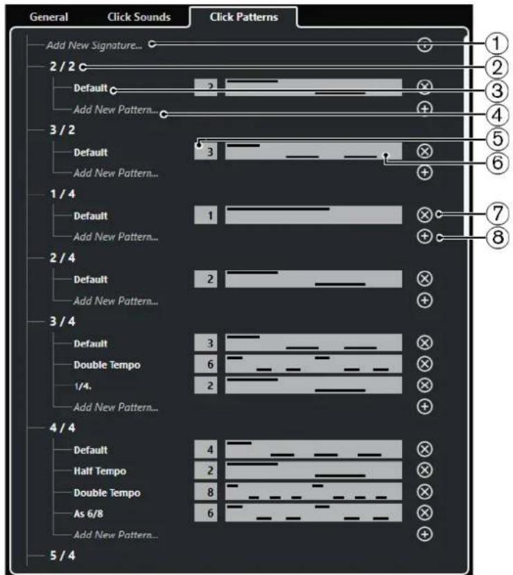 STEINBERG Nuendo 11 - Onglet Patterns de clic - 1