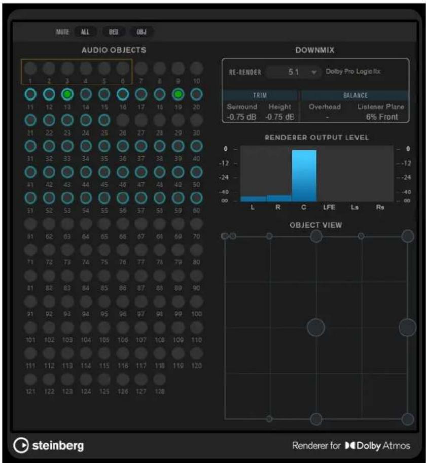 STEINBERG Nuendo 11 - Interface du plug-in Renderer for Dolby Atmos - 1