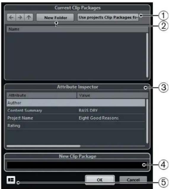 STEINBERG Nuendo 11 - Boite de dialogue Exporter Clip Package - 1
