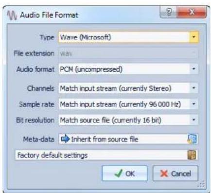 STEINBERG Wavelab Elements 8 - Boite de dialogue Format de Fichier Audio - 1