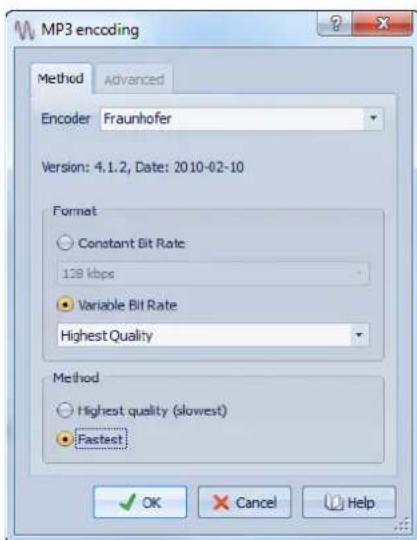 STEINBERG Wavelab Elements 8 - Boîte de dialogue Encodage MP3 - 1