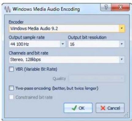 STEINBERG Wavelab Elements 8 - Boîte de dialogue Encodage Windows Media Audio - 1