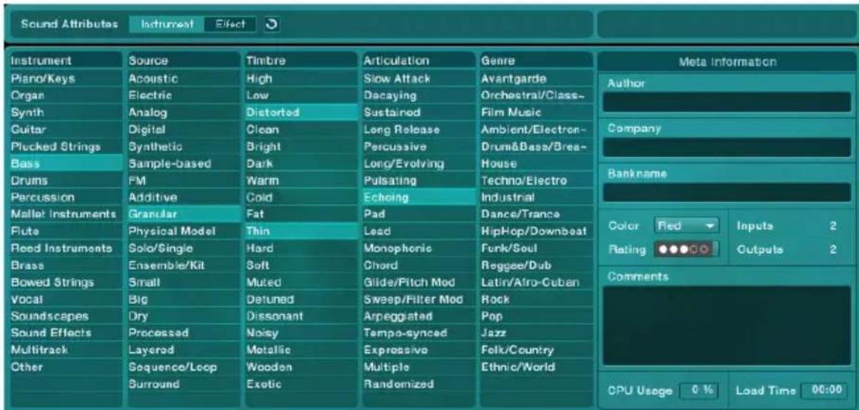 NATIVE INSTRUMENTS Absynth 4 - Definition des attributs et enregistrement des KoreSounds - 1