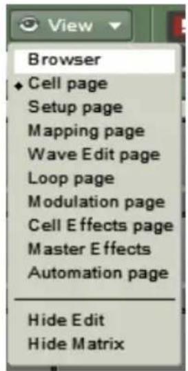 NATIVE INSTRUMENTS Battery 3 - Le menu View : modifier l'espace de travail - 1