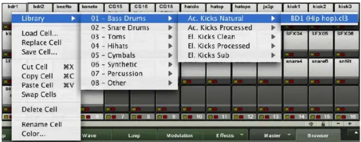 NATIVE INSTRUMENTS Battery 3 - Le menu contextuel - Édition des Cellules via le click droit - 1