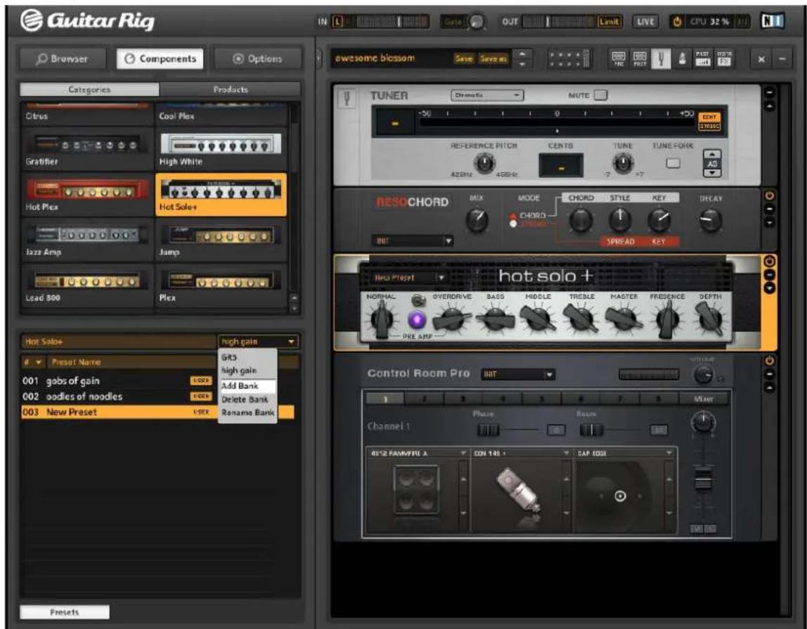 NATIVE INSTRUMENTS Guitar Rig 5 - Guardar los presentes de componente - 1