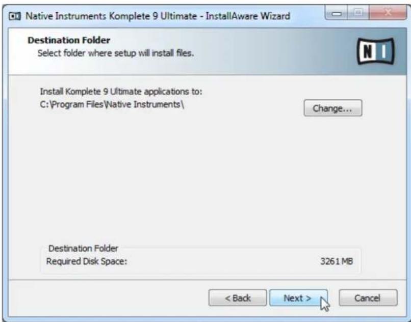 NATIVE INSTRUMENTS Komplete 9 Ultimate - Définissez le dossier de destination de l'application - 1