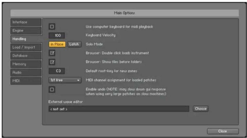 NATIVE INSTRUMENTS Kontakt 5 - Onglet Handling - 1