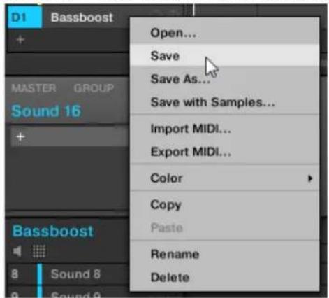 NATIVE INSTRUMENTS Maschine 2.0 MK1 - Sauvegarder vos modifications dans le fichier Group original - 1