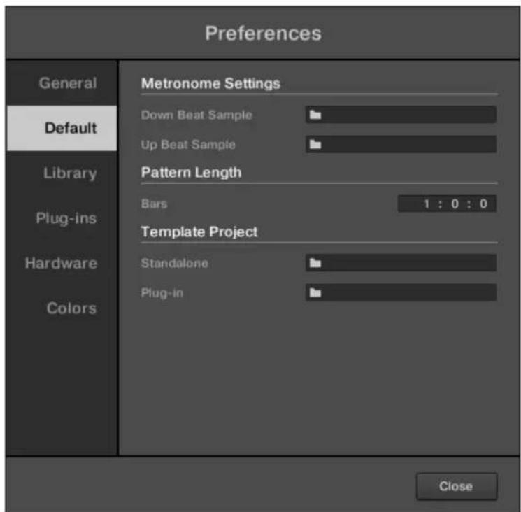 NATIVE INSTRUMENTS Maschine 2.0 MK2 - Preferences – Page Default - 1