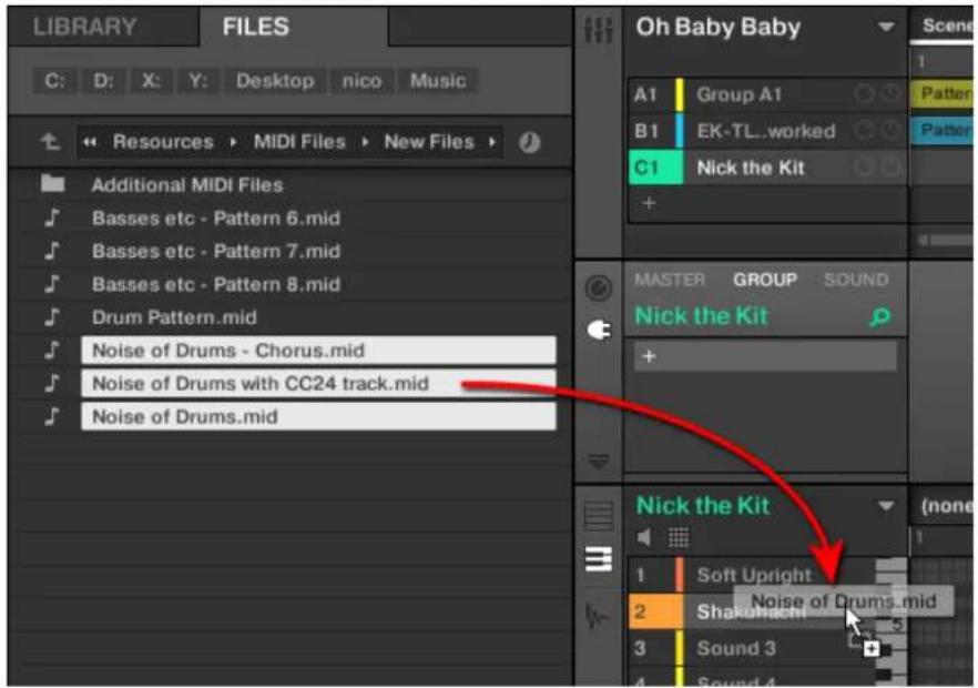 NATIVE INSTRUMENTS Maschine 2.0 MK2 - Importer simultanément plusieurs fichiers MIDI dans un Sound ou un Group - 3