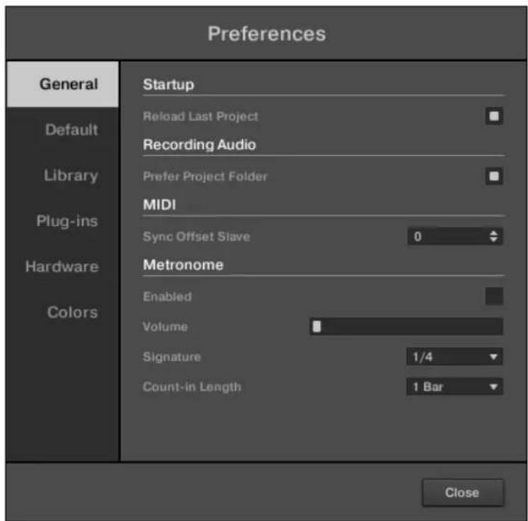 NATIVE INSTRUMENTS Maschine 2.0 MK2 - Preferences – Page General - 1