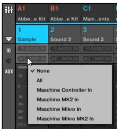 NATIVE INSTRUMENTS Maschine 2.0 MK2 - Configurer les entrées de notes MIDI pour les Sounds et les Groups en Affichage Mix - 4