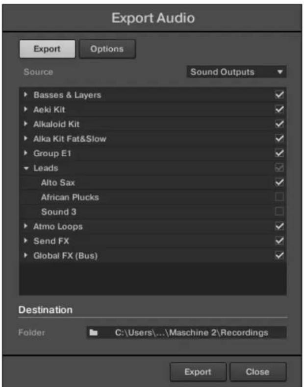 NATIVE INSTRUMENTS Maschine 2.0 MK2 - Fenêtre Export Audio — Page Export - 1