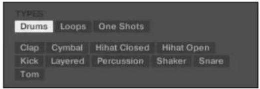 NATIVE INSTRUMENTS Maschine 2.0 MK2 - Tags (attributs) pour les Projects, Groups, Sounds et Samples : les 3 niveaux « Type » - 2