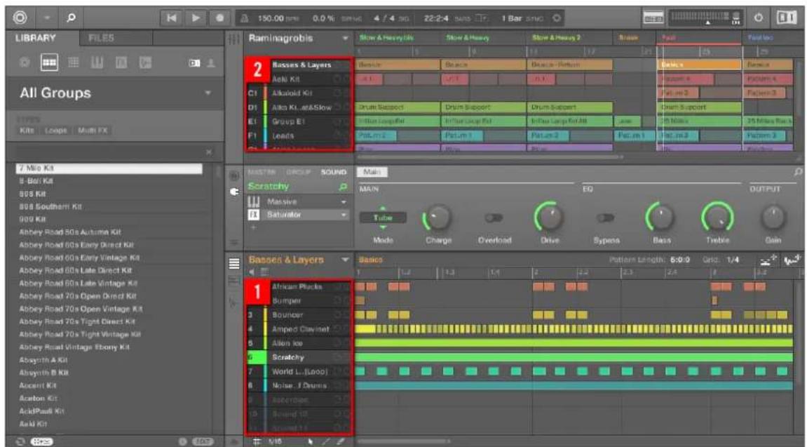 NATIVE INSTRUMENTS Maschine 2.0 MK2 - Vue d'ensemble des Sounds, des Groups et du Master - 1