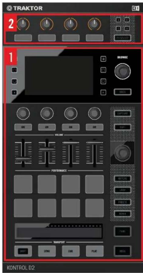 NATIVE INSTRUMENTS Traktor Kontrol D2 - Vue d'ensemble du contrôleur - 1