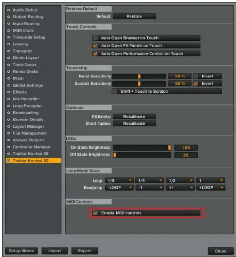 NATIVE INSTRUMENTS Traktor Kontrol D2 - Activer les contrôles MIDI - 1