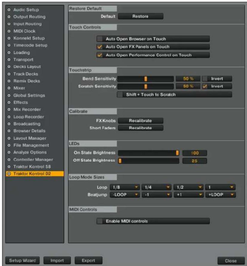 NATIVE INSTRUMENTS Traktor Kontrol D2 - Panneau Preferences dans TRAKTOR - 1
