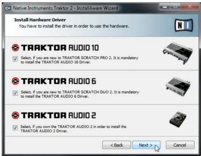 NATIVE INSTRUMENTS Traktor Scratch A10 - Sélectionnez les pilotes matériels - 1