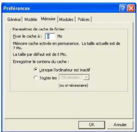 FILEMAKER Pro 8 - Changement de la taille du cache de FileMaker Pro - 1