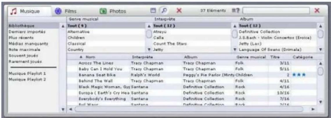 Avid MediaManager - Le mode Liste de la bibliothèque multimédia - 2