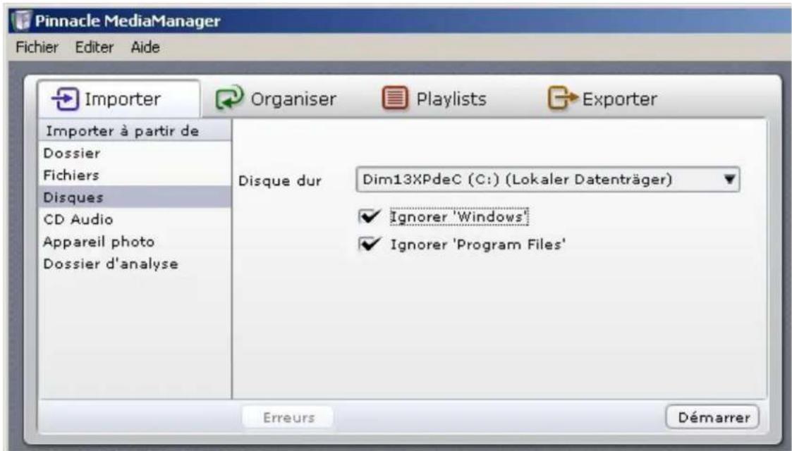 Avid MediaManager - Importer - Disques - 1