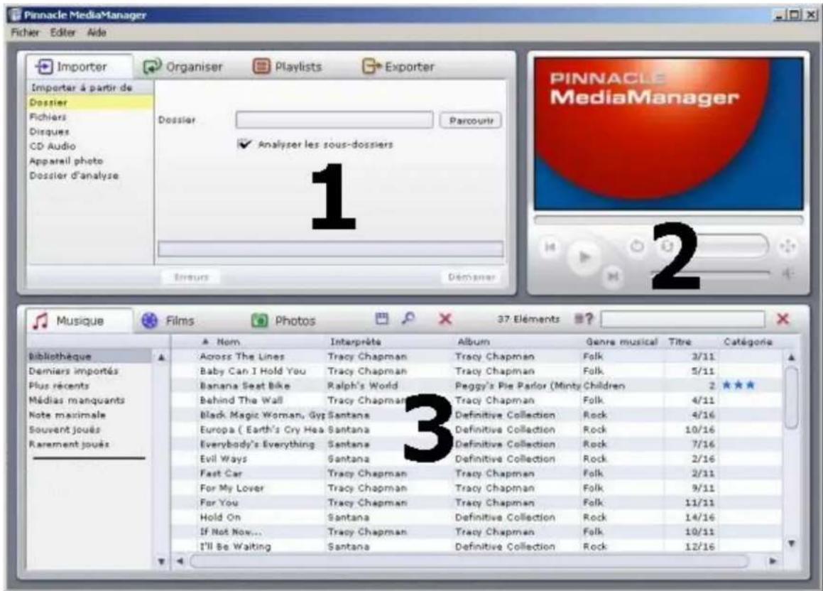 Avid MediaManager - La fenêtre d'accueil de l'application Pinnacle MediaManager - 1