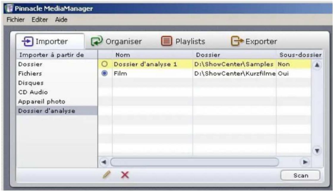 Avid MediaManager - Importer - Dossier d'analyse - 1