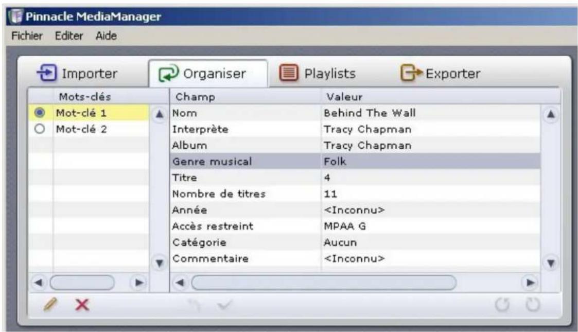 Avid MediaManager - L'onglet Organiser - Présentation - 1