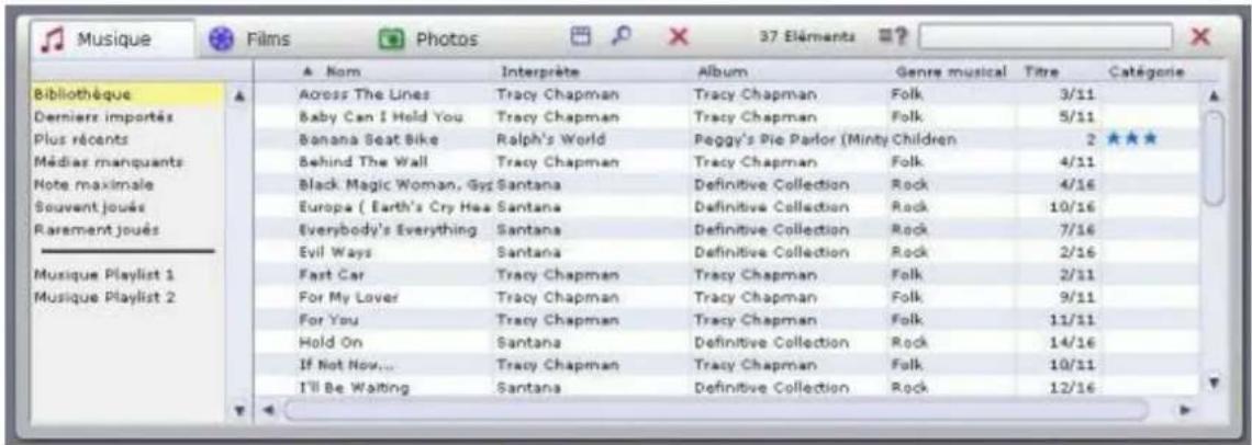 Avid MediaManager - Le mode Liste de la bibliothèque multimédia - 1