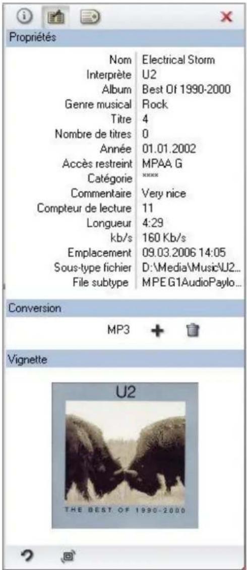 Propriétés Nom Electrical Storm Interprète U2 Album Best Of 1990-2000 Genre musical Rock Titre 4 Nombre de titres 0 Année 01.01.2002 Accès restreint MPAA G Catégorie ****** Commentaire Very nice Compteur de lecture 11 Longueur 4:29 kb/s 160 Kb/s Emplacement 09.03.2006 14:05 Sous-type fichier D:\Media\Music\U2... File subtype MPEG1AudioPaylo... Conversion MP3 + Vignette U2 THE BEST OF 1990-2000