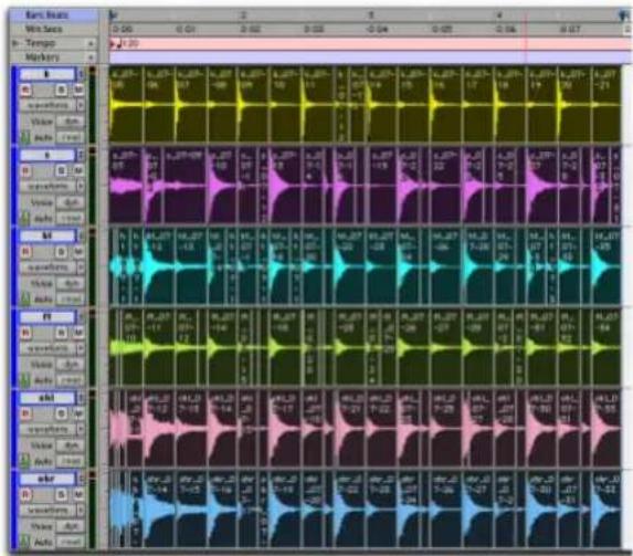 Avid Pro Tools 7.0 - Pour créer un groupe de régions multipiste : - 1