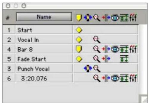 Avid Pro Tools 7.0 - Icônes des filtres d'affichage des emplacements mémoire - 1